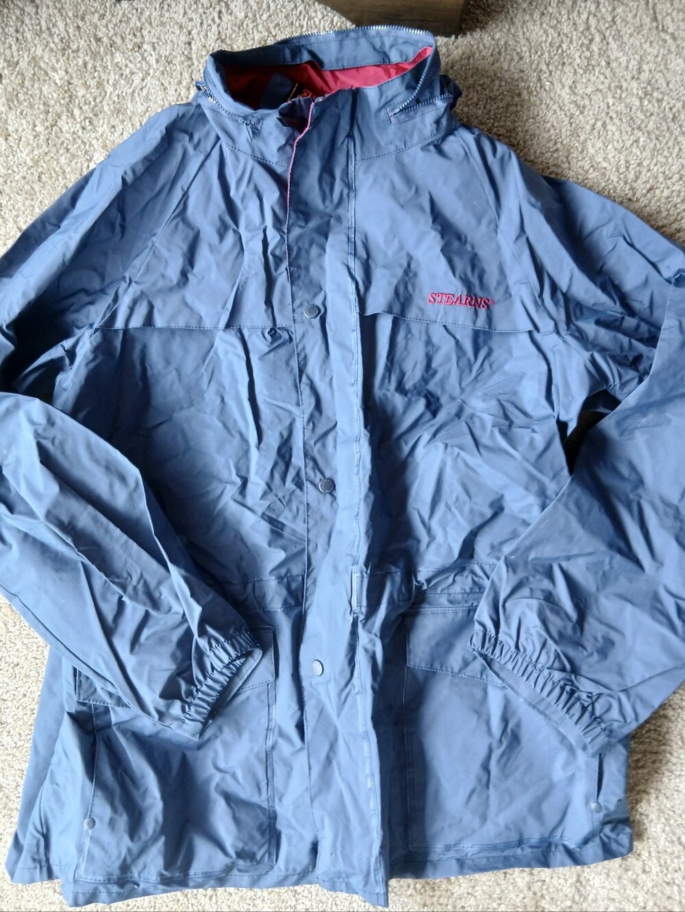 Vintage Stearns Blue Red Rain Jacket with Logo